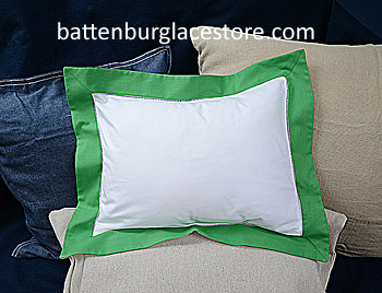 Baby Pillow Sham.White with Mint Green color border 12x16"pillow - Click Image to Close